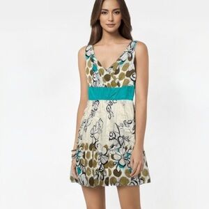 suzi chin dress floral polka dot vneck semi formal event size 6 bubble hem silk
